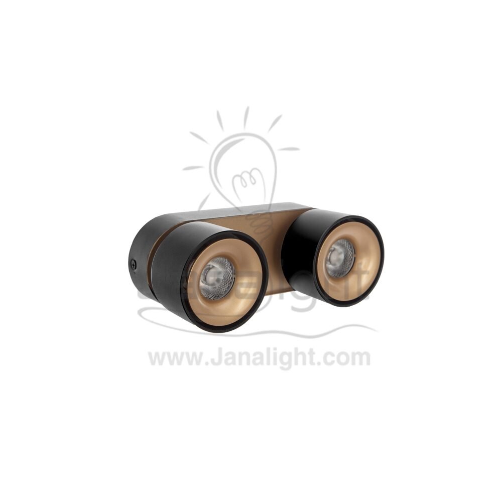 سبوت لايت سلندر 24 وات مجوز اسود وش شمباني وورم مدور متحرك AC85 2R cylinder downlight frame Double black- Champagne worm 24w